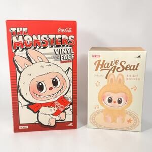 Pop Mart Labubu Monsters Figure Bundle 2 Pc Plush Pendant Collectible Set